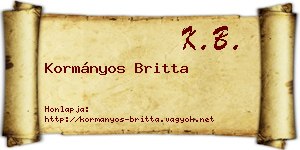 Kormányos Britta névjegykártya